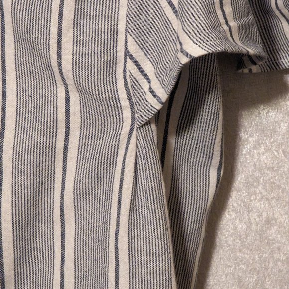 ANA Poplin V-neck Striped Blouse with Puffed Sleeves NWOT - Picture 8 of 10